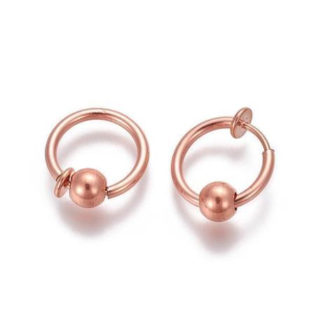 1 Par Roseguldpläterade Clip On Ringar med avtagbar kulor 13 mm Pink gold