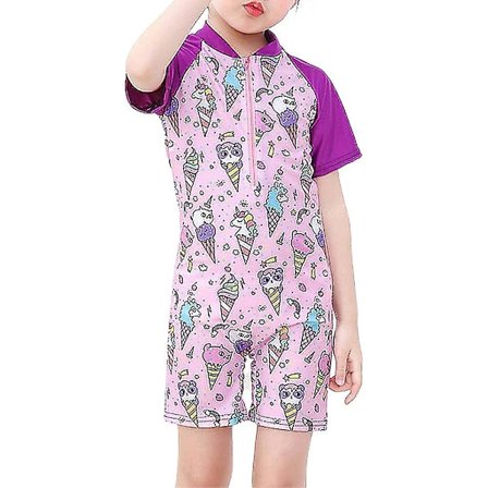 Badedrakt for jenter og gutter - sommer, strand, tegneserieprint, glidelås, endel