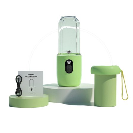 Bærbar elektrisk juicer og blender 500ml - med digitalt display, højt juiceudbytte, perfekt til at lave smoothies, juice og blandede frugter.