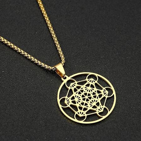 Ruostomaton teräs Arkkienkeli Metatron Kuutio Kaulakoru Ketju Naisille Miehille Pyhä Okkultti Amuletti Riippuva Charms Korut Jooga Meditaatio [GGL] 