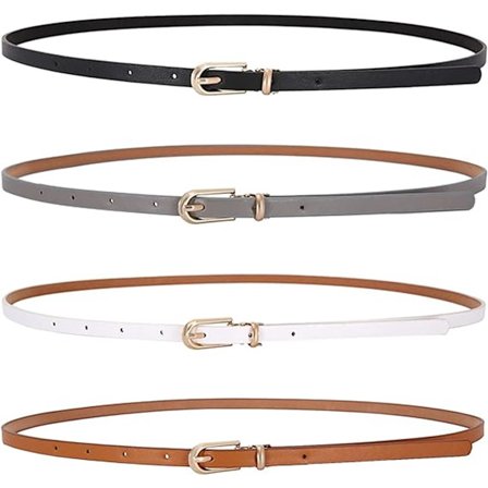 4 stk. - Damebælter - Længde 105 cm - Bælter - Justerbare taljebælter med guldspænde - Damebælte - Læderbælte - Læderbælte dame - Dame