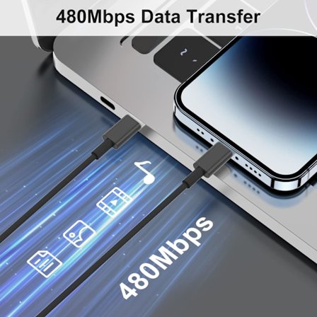 2 kpl USB-C - Lightning 3M (iPhone/AirPods latauskaapeli) MUSTA