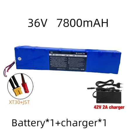 10S3P 36V 7800mAh 36V lithium batteripakke 18650 lithium batteri egnet til Xiaomi M365 elektrisk scooter batteri+42V oplader