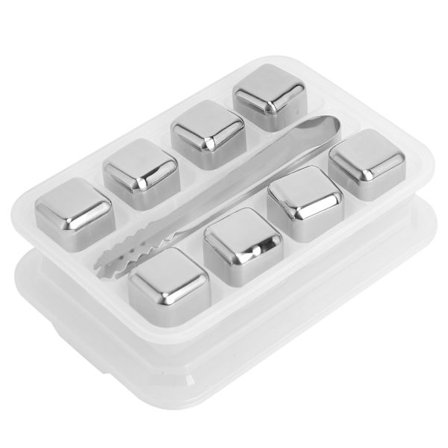 -Rustfri stål isterninger, genanvendelige sten til nedkøling af whisky, vin og istang, opbevaringsboks, 8 stk.