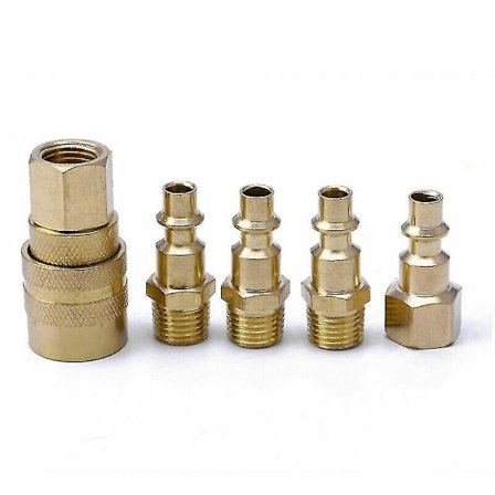 1/4 Npt Luftslange Kompressor Fittings Kobling Konnektor Værktøjsdele (guld) (5 stk)