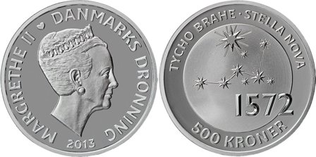 Danmark 2013 - Tycho Brahe - 500 kr. sølvmønt