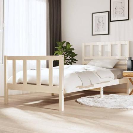 Vidaxl Sängram Vit Massivt Trä 100x200 Cm Vit