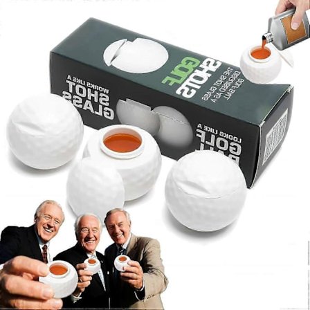 Golf Shots - Golfbold Shotglas med Låg 4,4 cl, Innovativ Drikkekop til Golffester, Kreativ Golfgave til Mænd & Kvinder (FMY) 3 stk.