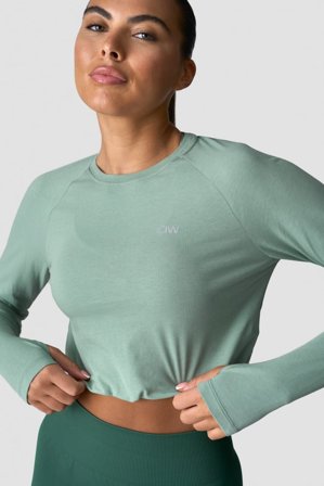 Define Cropped Adjustable Long Sleeve Light Moss