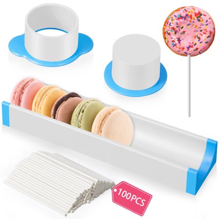 Rund Kake Pops Maker Sett med Pusher og Brett, Inkluderer 100 Pinner for Hjemmelagde Bakegodbiter, Ideell for Fester og Entusiaster