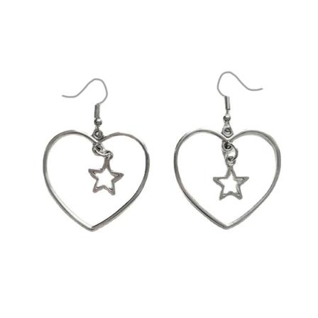 Unik Star Dangle juleøredobber Jenter Kvinner Y2K Hollow Star Heart Anheng