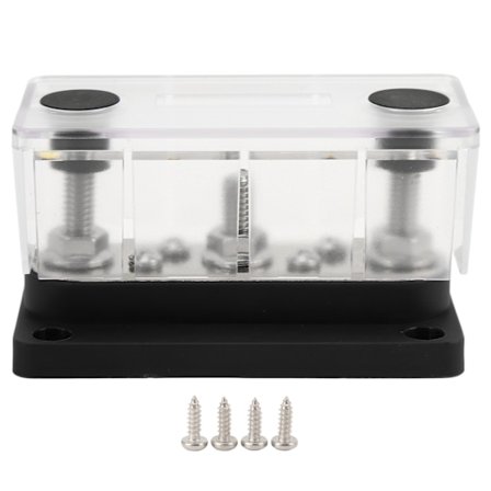 Kraftfordelingsblok med låg M8 terminalbolt M4 terminalskrue 12‐48V 150A til biler Lastbiler Autocampere Både Sort