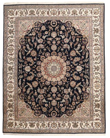 Hand Knotted Nain Indo Rug 238X303 Brown/Black