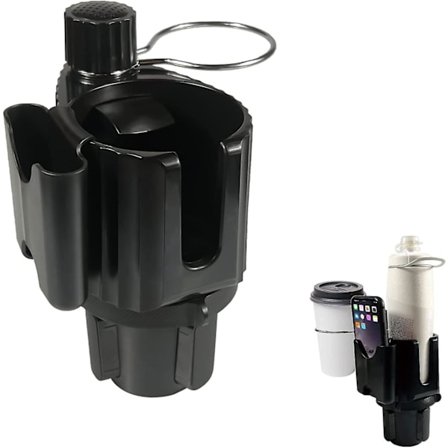 Bilkoppshållare Expander Adapter Med Telefonhållare (justerbar), Dubbel Bilkoppshållare Organizer Passar 2,5"-3,8" Diameter 18-40 Oz Flaskor, Muggar, 