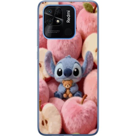 Kompatibel Mobilcover til Xiaomi Redmi 10C Stitch blandt lyserøde fluffy æbler med teddy og sød kawaii-æstetik