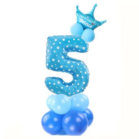 Ilmapallosetti numerosarja seisova sininen "0-9" Numero 5