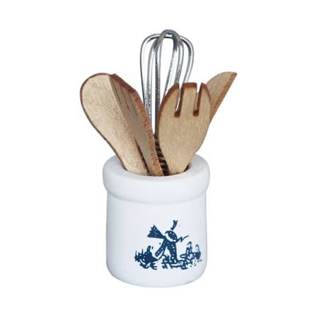 Pienoiskeittiövälinesetti 6 kpl keittiövälinetyökalu keraamisella pidikkeellä realistiseen nukkekodin sisustukseen [D]