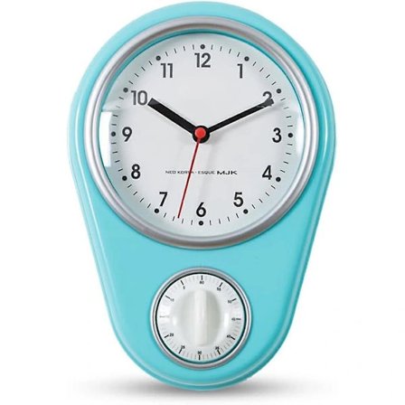 Køkkenur til væg, præcis tidsmåling, letlæseligt og stilrent, med timer, ABS køkkentimer, tidløs, blå_tfrf