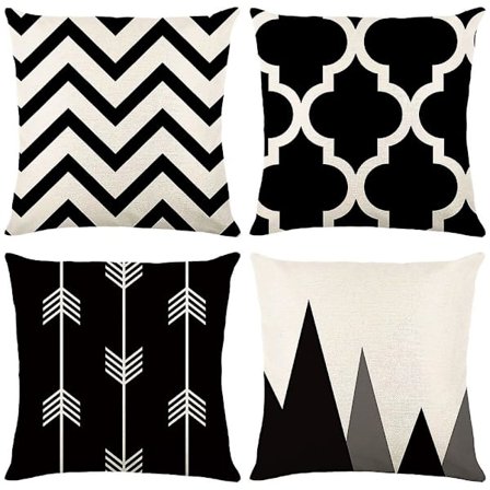 Sæt med 4 pudebetræk 45 x 45 cm Dekorative simpelt geometrisk mønster Blødt pudebetræk til hjemmet Stue Sovesofa