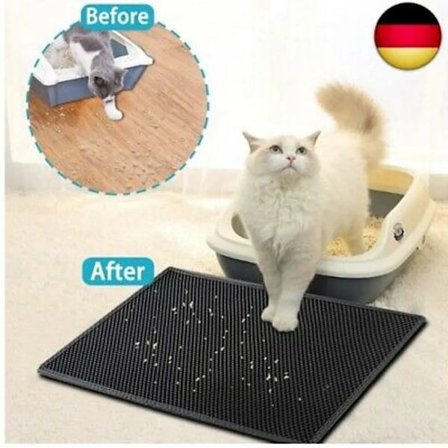 40*50cm Kattebakke Måtte Grå med Vandtæt EVA Dobbelt Kattemåtte Grå