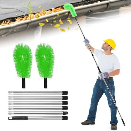Takrennerenseverktøy 3,2 meter Justerbar lengde Takrennerenseverktøy fra bakken Takrennerenser for fjerning av løv og rusk fra takrenner