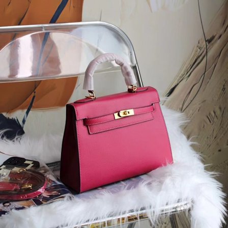 Lyxig Handgjord Rosröd Axelväska Medium Storlek 25x10x19 Rosröd Medium storlek: 25*10*19