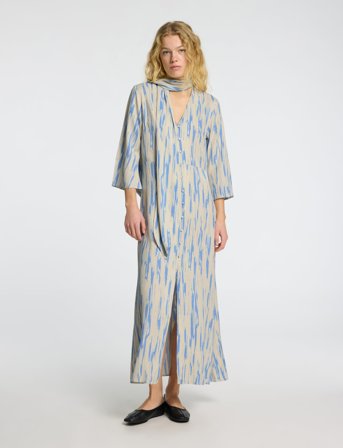 Selected Slfbaela 3/4 Aop Ankle Dress B - Blue - 38