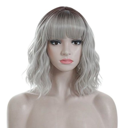 Skulderlangt krøllete kvinneparikk med luftlugg - naturlig, varmebestandig