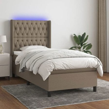 Maison Exclusive - Seng med lameller, madras og LED Taupe 80x200cm Stof