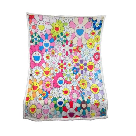 Plush Filt Pläd Färgglada Blommor ca 140 cm x ca 185 cm