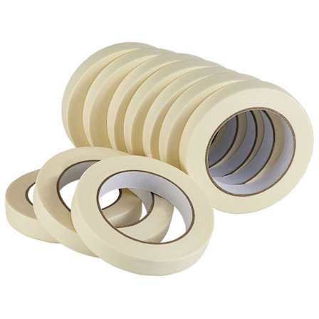 10-pak beige og hvit universal maskeringstape, 0,75 tommer x 55 meter x 10 ruller (550 meter totalt), for maling, hjem, kontor, skolemateriell, kunst