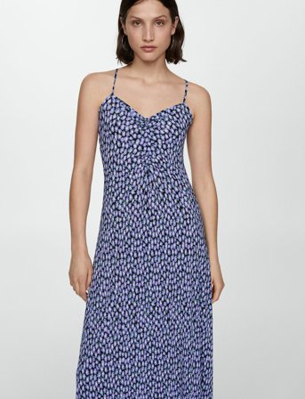 Mango Long Printed Dress - Black - S