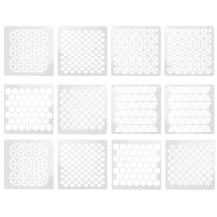 12 stk. Veggmalingsmaler DIY Geometriske Veggmalingsmaler for Hjemmebutikk (Hvit)