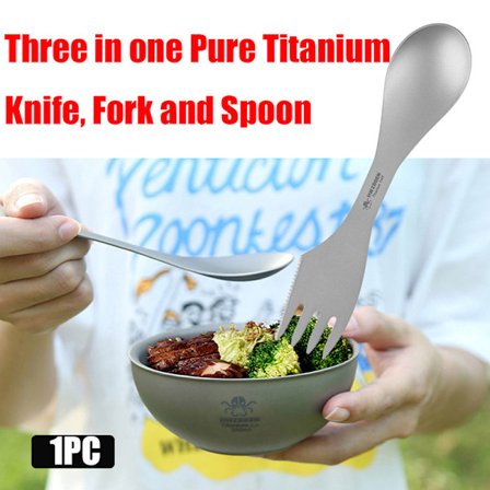 1:a Outdoor Camping Picnic Titanium och gaffelsked