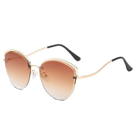 Kattøyesolbriller for kvinner med diamantkuttede linser, rammeløse solbriller, fasjonable gradient retro nyanser