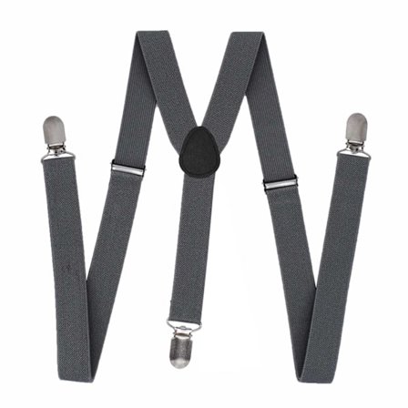 Stiliga Smala Grå Hängslen med Klämmor 2,5cm