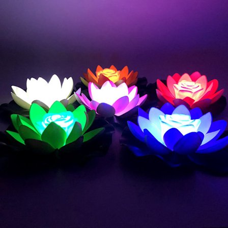 Kunstig flytende lotus nattlampe LED lotuslampe energibesparende lampe for hagebasseng dam fontene dekorasjon