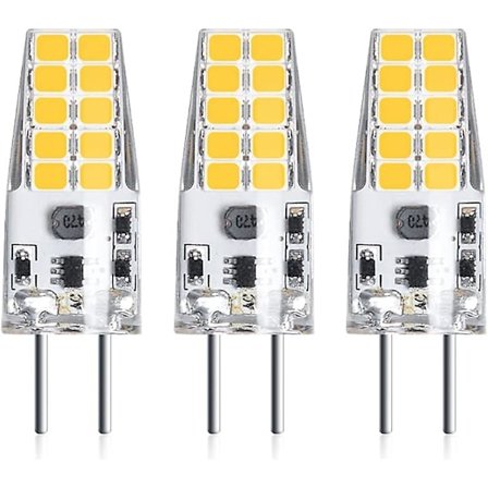 3 stk 3w 12v G6.35 LED-pære T3 / T4 / T5 G6.35 / Gy6.35 Sockel Kald hvit 6000k Erstatning for 30w halogenpære for underskapsbelysning Skrivebordslampe