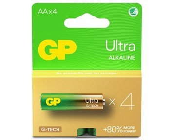 GP-Ultra Alkaline AA 4-p Svanenmärkt-4-pakning Ultra Alkaline AA-batteri, 15AU/LR6-Power-Alkaliske batterier