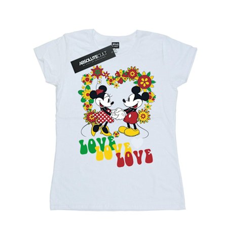 Disney Dam/Kvinnor Mickey Och Minnie Mouse Hippie Love Bomull