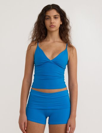 Organic Basics Flex Foldover Shorts - Blue - S