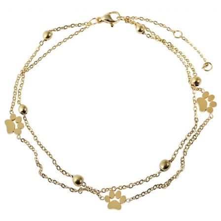 Guld Fotsmycke Fotlänk Vristlänk Fotkedja i Stål med Tass / Hund