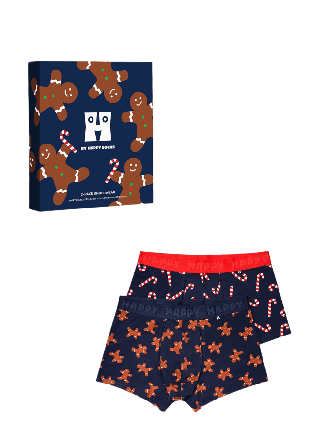 Happy Socks 2-Pack Gingerbread Short Boxers Gift Set Kalsonger Herr Blå M