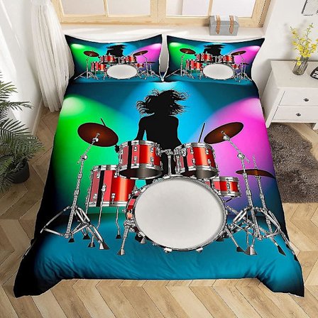 Trommesett Sengetøy Rockemusikk Tema Dynetrekk For Barn Ungdom Tenåringer