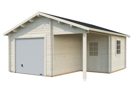 Palmako Roger Garage 28,1 m²/inv. 21,9+5,2 m², med port, obehandlad, Stugor & förråd