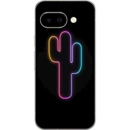 Kompatibelt Mobilskal till Google Google Pixel 9a Neonillustration av kaktus i rosa och blått ljus mot mörk bakgrund