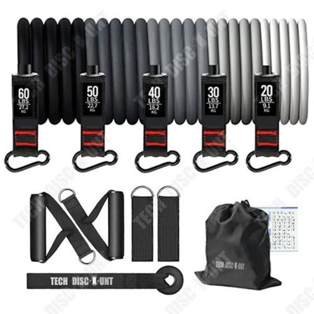 TD 11-delads avdragare Set 200lb Latexmotståndsdragrep Bröstmuskelträning