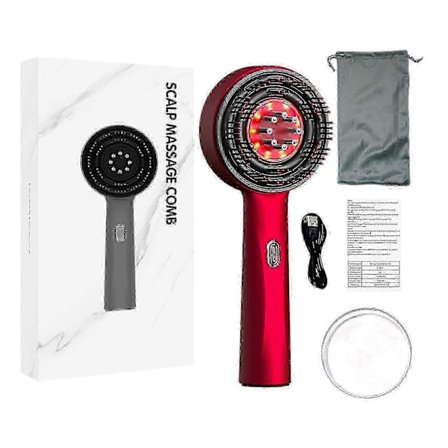 Elektrisk hodebunnsmassasjeapparat med Shiatsu-teknologi, rødt lys terapi for hårvekst og forebygging av hårtap med en oljeapplikator