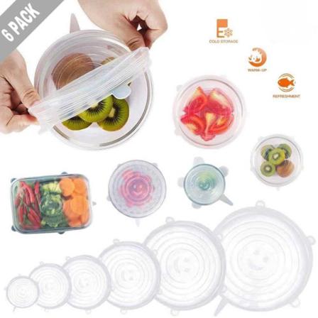 Återanvändningsbara Miljövänliga Elastiska Lock Förvaring Kök Transparent