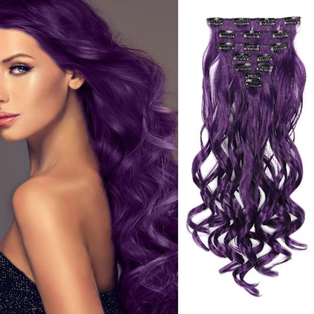 Luonnollinen synteettinen naisten 16 kuitua hoikka hius GAO242435(Vapaa koko,Violetti)